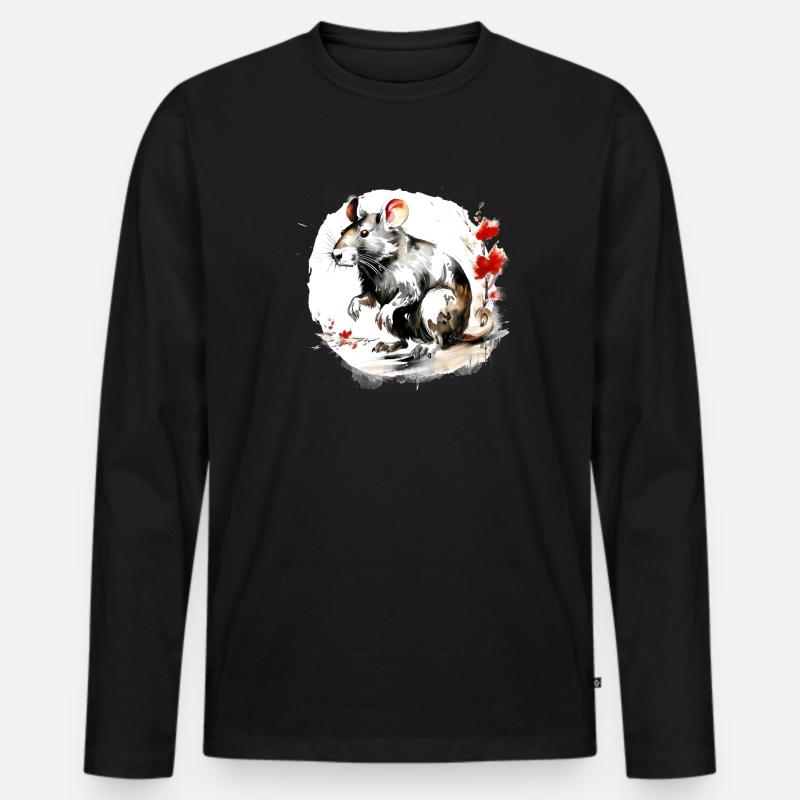 Chinesisches Sternzeichen Ratte - Männer Premium Bio Langarmshirt - Schwarz