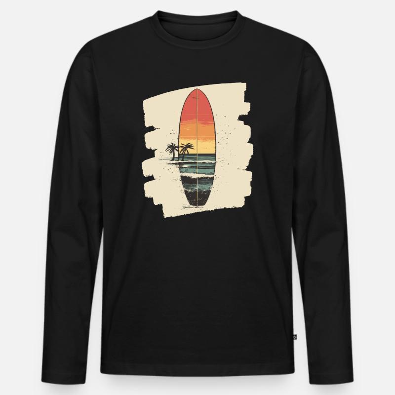 Surfbrett - Männer Premium Bio Langarmshirt - Schwarz
