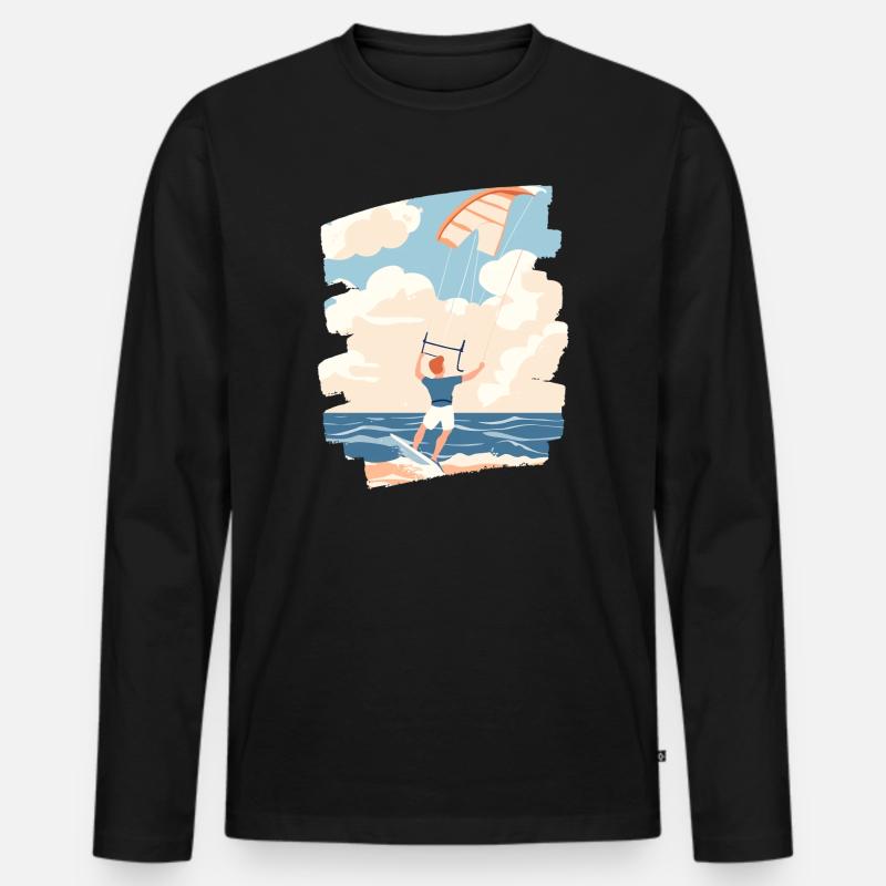 Kitesurfer - Männer Premium Bio Langarmshirt - Schwarz