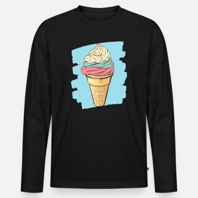 Eiscreme Eis - Männer Premium Bio Langarmshirt - Schwarz