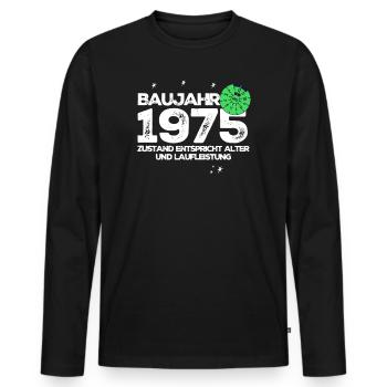 Year of construction 1975 - Men's Premium Organic Long Sleeve Shirt - black - Front - Nico (187cm)