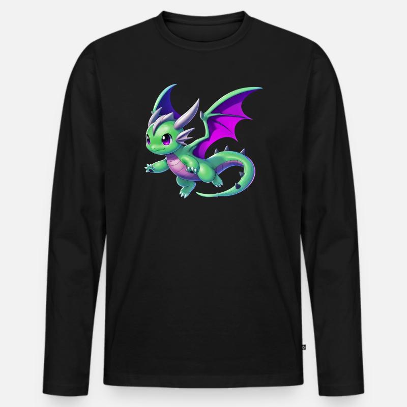 Drache - Männer Premium Bio Langarmshirt - Schwarz