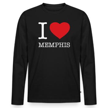 I LOVE MEMPHIS - Männer Premium Bio Langarmshirt - Schwarz - Vorne - Nico (187cm)