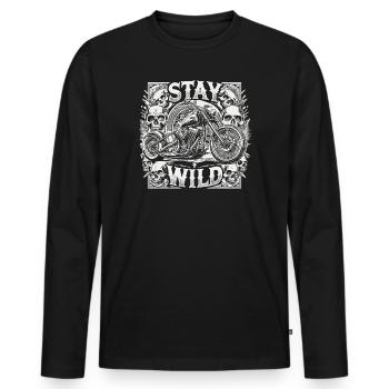 Stay Wild Biker Motorcycle Club MC - T-shirt manches longues Premium bio Homme - noir - Devant - Nico (187cm)