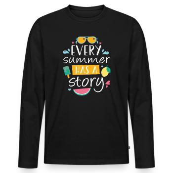 Jeder Sommer hat eine Geschichte - Männer Premium Bio Langarmshirt - Schwarz - Vorne - Nico (187cm)