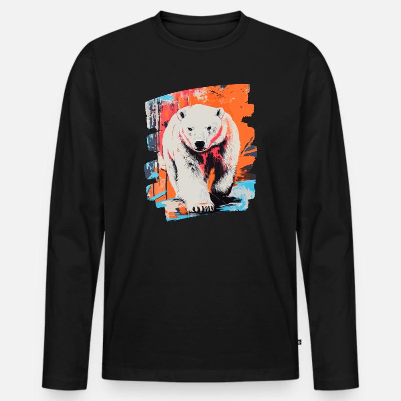 Eisbär Graffiti Sprayer - Männer Premium Bio Langarmshirt - Schwarz