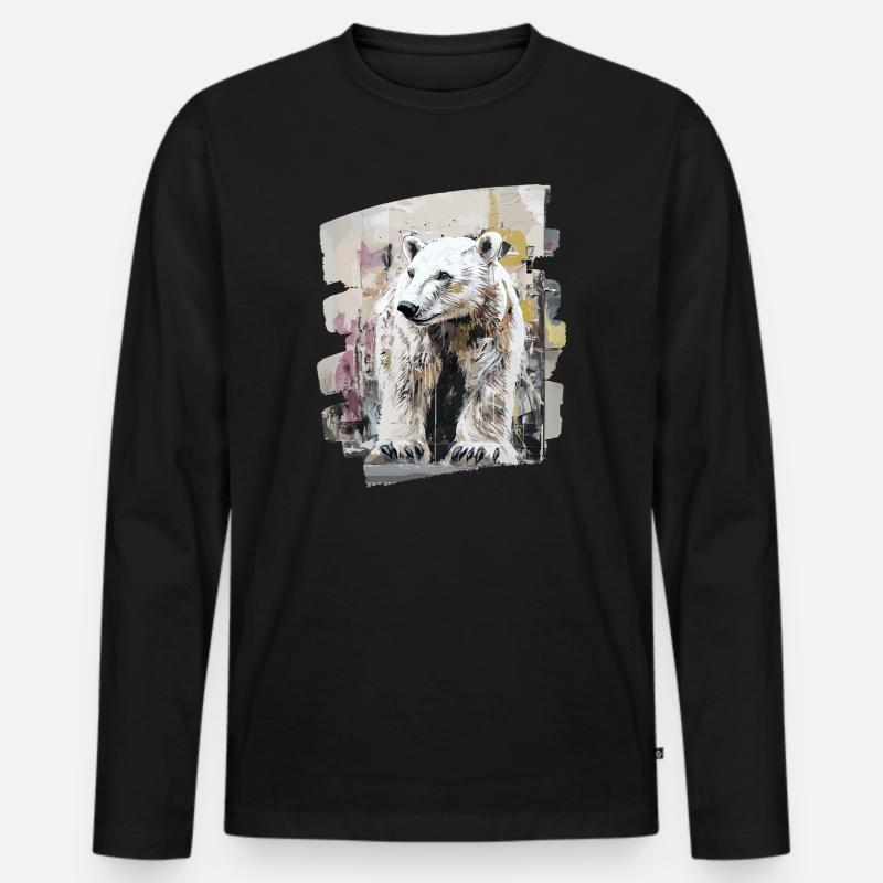 Eisbär Graffiti Sprayer - Männer Premium Bio Langarmshirt - Schwarz