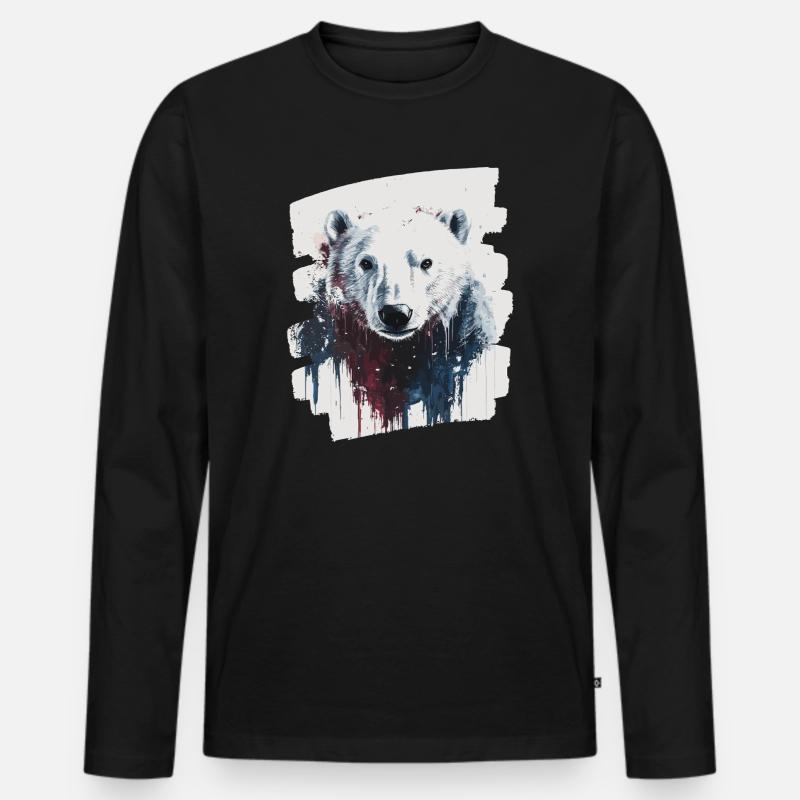 Eisbär Graffiti Sprayer - Männer Premium Bio Langarmshirt - Schwarz