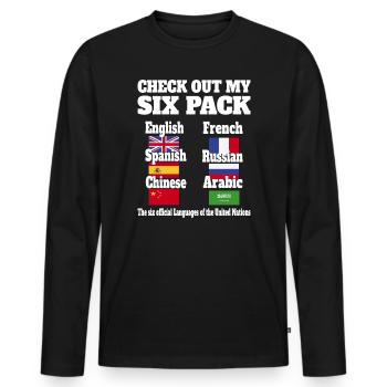 Sprachen Sixpack - Männer Premium Bio Langarmshirt - Schwarz - Vorne - Nico (187cm)