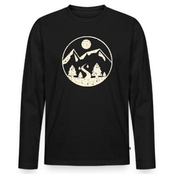 Mountain scene in circle - Men's Premium Organic Long Sleeve Shirt - black - Front - Nico (187cm)