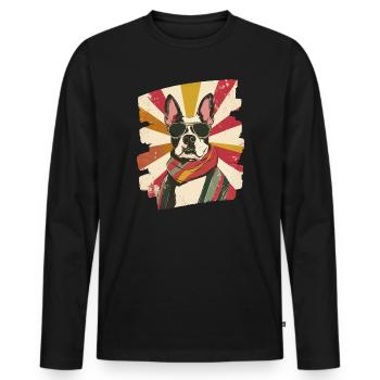 Bull Terrier Chien de combat Race de chien - T-shirt manches longues Premium bio Homme - noir - Devant - Nico (187cm)