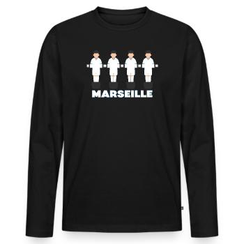 Marseille - Men's Premium Organic Long Sleeve Shirt - black - Front - Nico (187cm)