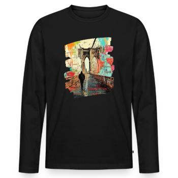Brooklyn Bridge - Men's Premium Organic Long Sleeve Shirt - black - Front - Nico (187cm)