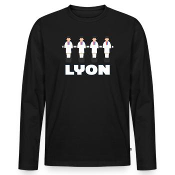 Lyon - Männer Premium Bio Langarmshirt - Schwarz - Vorne - Nico (187cm)