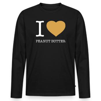 J’ADORE LE BEURRE DE CACAHUÈTE - T-shirt manches longues Premium bio Homme - noir - Devant - Nico (187cm)