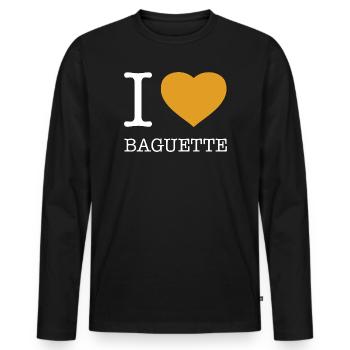 I LOVE BAGUETTE - Men's Premium Organic Long Sleeve Shirt - black - Front - Nico (187cm)