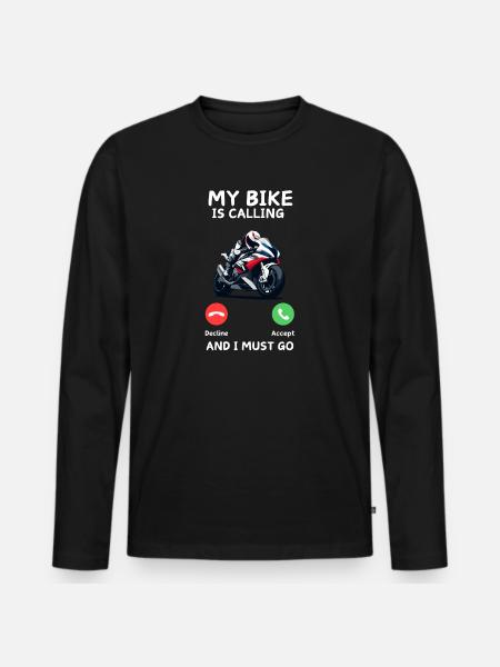 Mon vélo m’appelle - T-shirt manches longues Premium bio Homme - noir