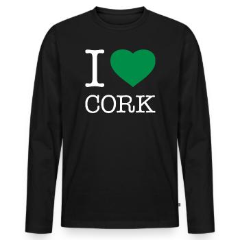 I LOVE CORK - Men's Premium Organic Long Sleeve Shirt - black - Front - Nico (187cm)