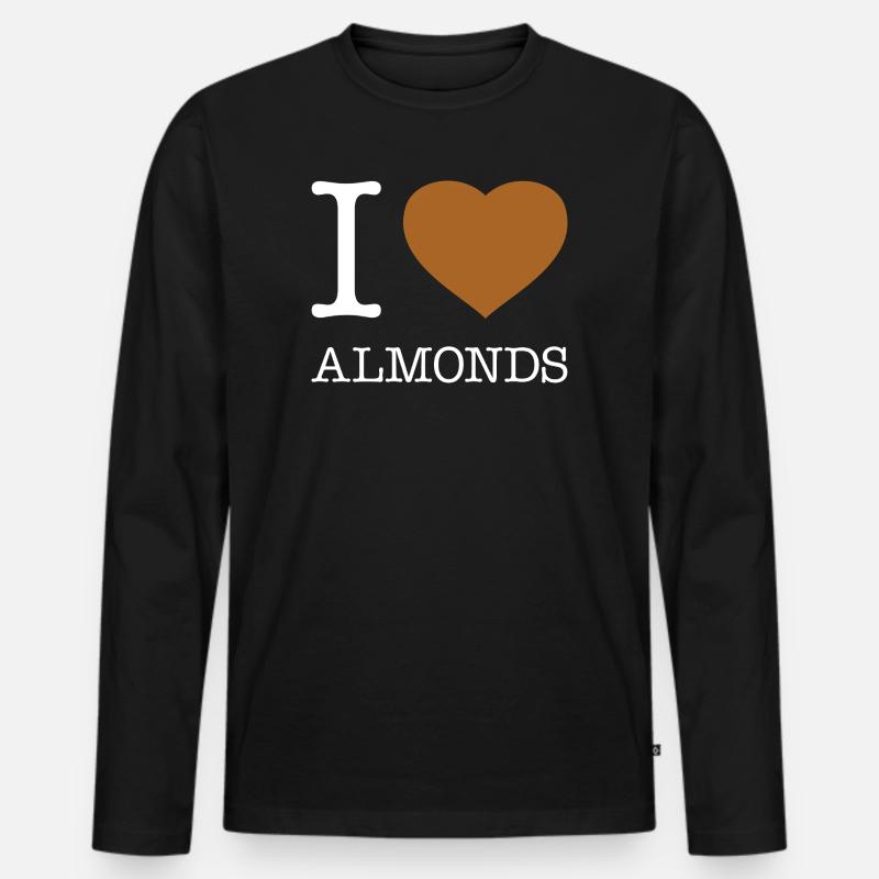 I LOVE ALMONDS - Männer Premium Bio Langarmshirt - Schwarz