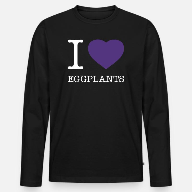 I LOVE EGGPLANTS - Männer Premium Bio Langarmshirt - Schwarz