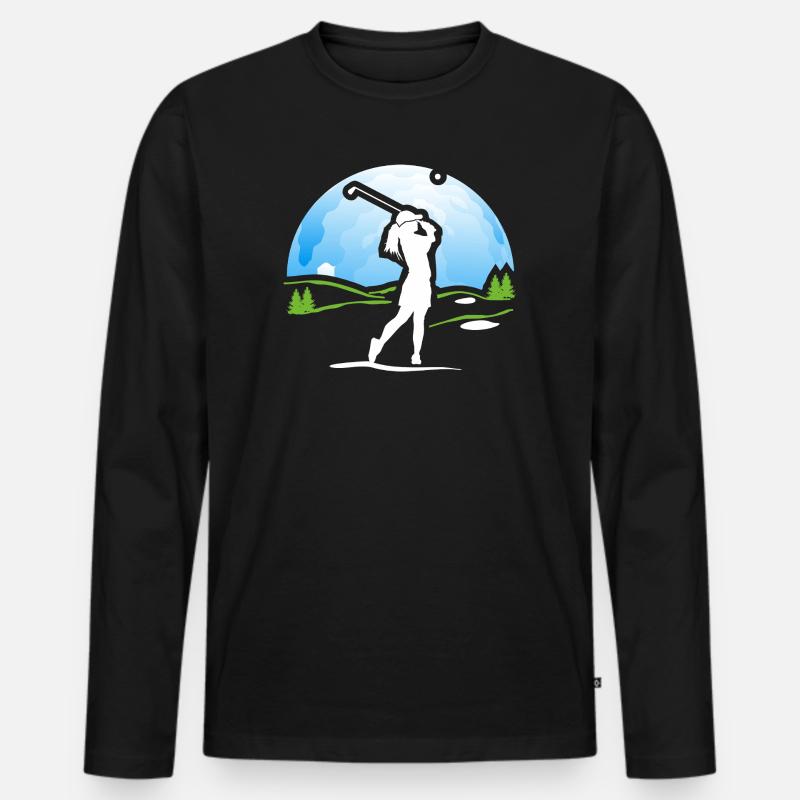 Golferin Golf Golf Shirt Geschenk - Männer Premium Bio Langarmshirt - Schwarz