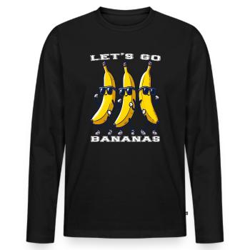 Lustige Let's Go Bananen - Männer Premium Bio Langarmshirt - Schwarz - Vorne - Nico (187cm)