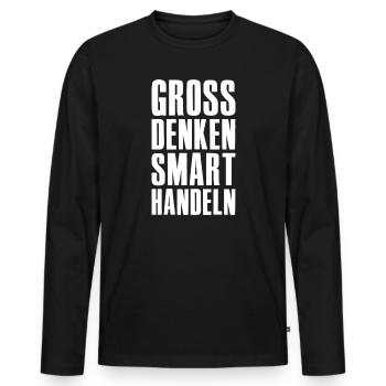 Think big, act smart - Unternehmer Startup - Men's Premium Organic Long Sleeve Shirt - black - Front - Nico (187cm)