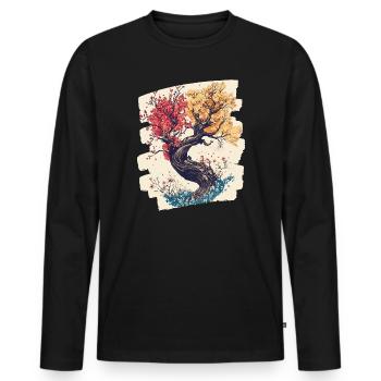 Printemps Printemps Début Fleur Fleurs - T-shirt manches longues Premium bio Homme - noir - Devant - Nico (187cm)
