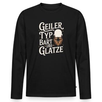 Geiler Typ Mit Bart & Glatze Glatzkopf Bartträger - Männer Premium Bio Langarmshirt - Schwarz - Vorne - Nico (187cm)
