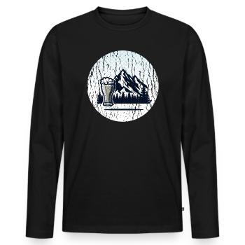 Berglandschaft mit Bierglas - Männer Premium Bio Langarmshirt - Schwarz - Vorne - Nico (187cm)