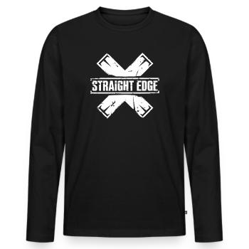 Straight Edge Schriftzug für Straight Edger Life - Männer Premium Bio Langarmshirt - Schwarz - Vorne - Nico (187cm)
