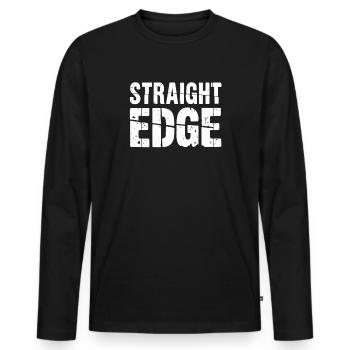 Straight Edge Schriftzug für Straight Edger Life - Männer Premium Bio Langarmshirt - Schwarz - Vorne - Nico (187cm)