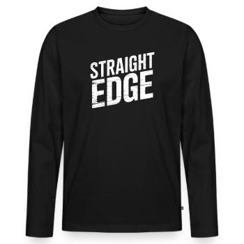 Straight Edge Schriftzug für Straight Edger Life - Männer Premium Bio Langarmshirt - Schwarz - Vorne - Nico (187cm)