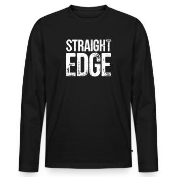 Straight Edge Schriftzug für Straight Edger Life - Männer Premium Bio Langarmshirt - Schwarz - Vorne - Nico (187cm)