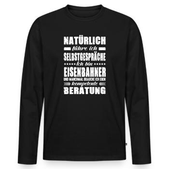 Eisenbahner Geschenke Bahnfahrer Zugführer Sprüche - Männer Premium Bio Langarmshirt - Schwarz - Vorne - Nico (187cm)