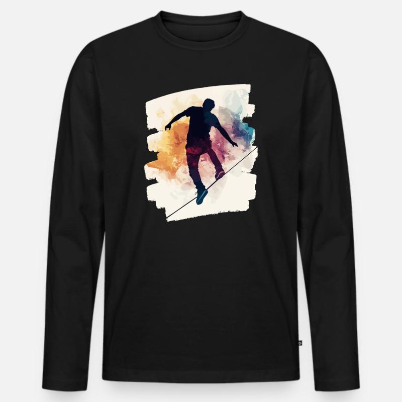 Slackline Slacklining Balance - Männer Premium Bio Langarmshirt - Schwarz