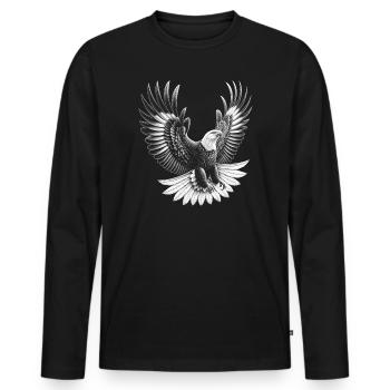 Proud bald eagle in flight - Men's Premium Organic Long Sleeve Shirt - black - Front - Nico (187cm)