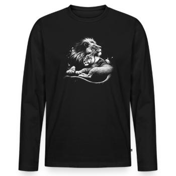Leo and lioness - Romantic symbol of love - Men's Premium Organic Long Sleeve Shirt - black - Front - Nico (187cm)