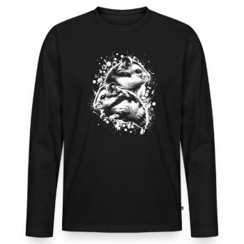 Two cute hamsters as a cool portrait - Men's Premium Organic Long Sleeve Shirt - black - Front - Nico (187cm)