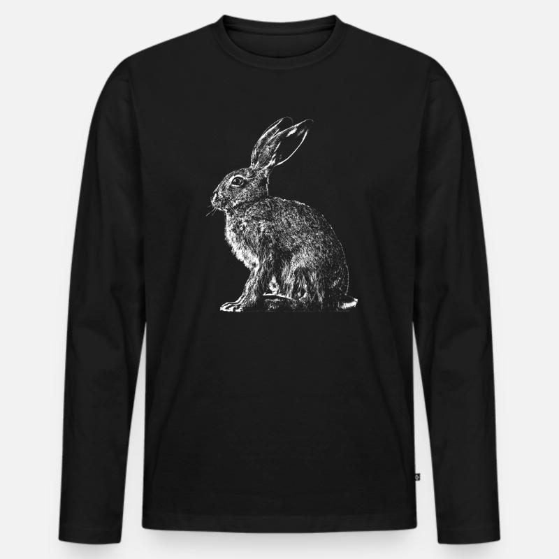 Hase / Feldhase / Häschen - Männer Premium Bio Langarmshirt - Schwarz