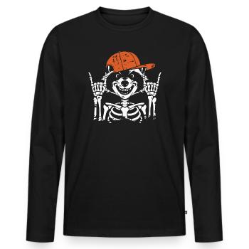Rocker Raccoon Bones - Men's Premium Organic Long Sleeve Shirt - black - Front - Nico (187cm)