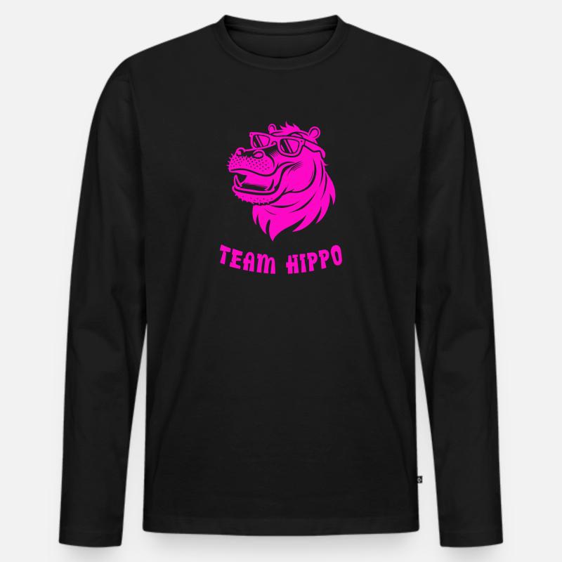 Team Hippo - Männer Premium Bio Langarmshirt - Schwarz