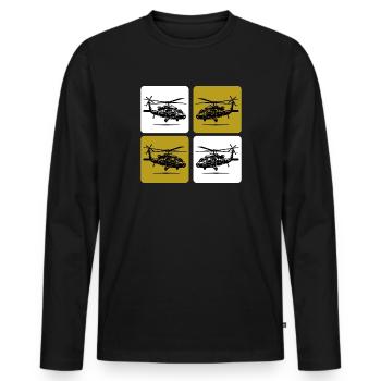 Hélicoptère de l’Armée – Militaire - T-shirt manches longues Premium bio Homme - noir - Devant - Nico (187cm)