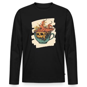 Kaffee Coffee Kaffeeliebhaber - Männer Premium Bio Langarmshirt - Schwarz - Vorne - Nico (187cm)