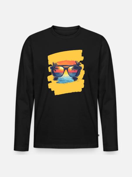 Sunglasses Summer Palm Trees - Men's Premium Organic Long Sleeve Shirt - black