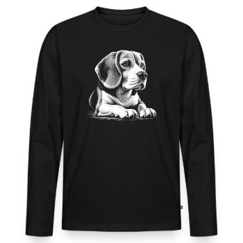 Photorealistic portrait of Beagle in lying pose - Men's Premium Organic Long Sleeve Shirt - black - Front - Nico (187cm)