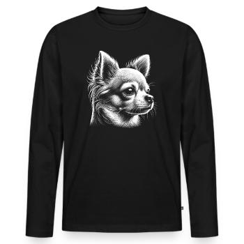 Niedlicher Chihuahua als fotorealistisches Porträt - Männer Premium Bio Langarmshirt - Schwarz - Vorne - Nico (187cm)