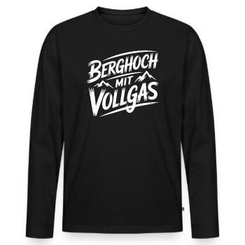 Uphill at full throttle - Men's Premium Organic Long Sleeve Shirt - black - Front - Nico (187cm)