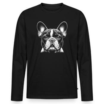 Portrait mignon d’un bouledogue français - T-shirt manches longues Premium bio Homme - noir - Devant - Nico (187cm)