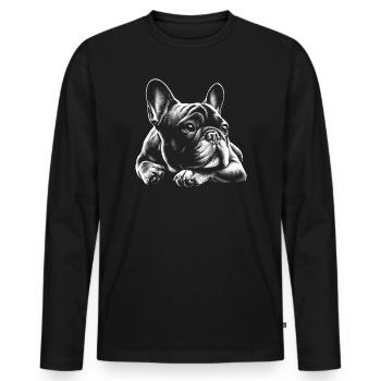 Cute and dreamy French Bulldog - Men's Premium Organic Long Sleeve Shirt - black - Front - Nico (187cm)